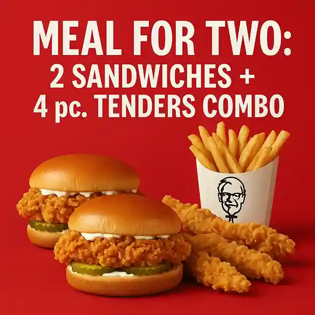 KFC meal for 2 sandwiches + 4pc tenders combo